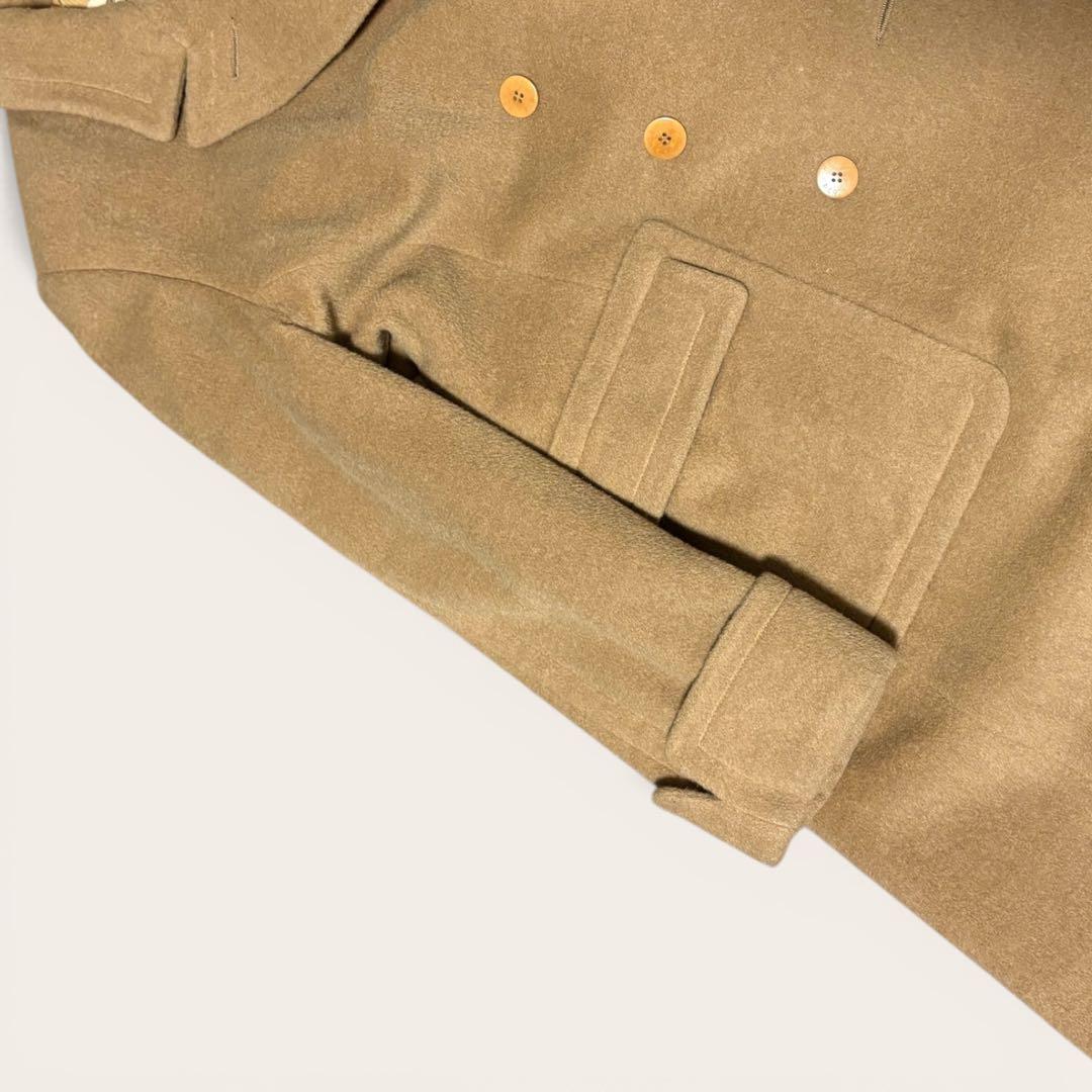 美品　HERMES ダブル ロングコート 40 ベージュ　キャメル100%