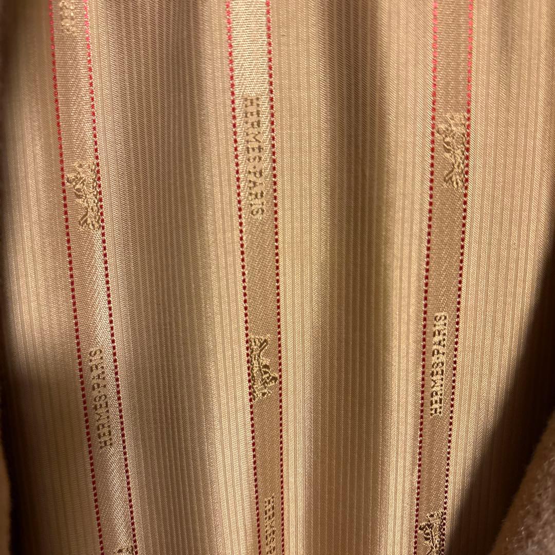 美品　HERMES ダブル ロングコート 40 ベージュ　キャメル100%