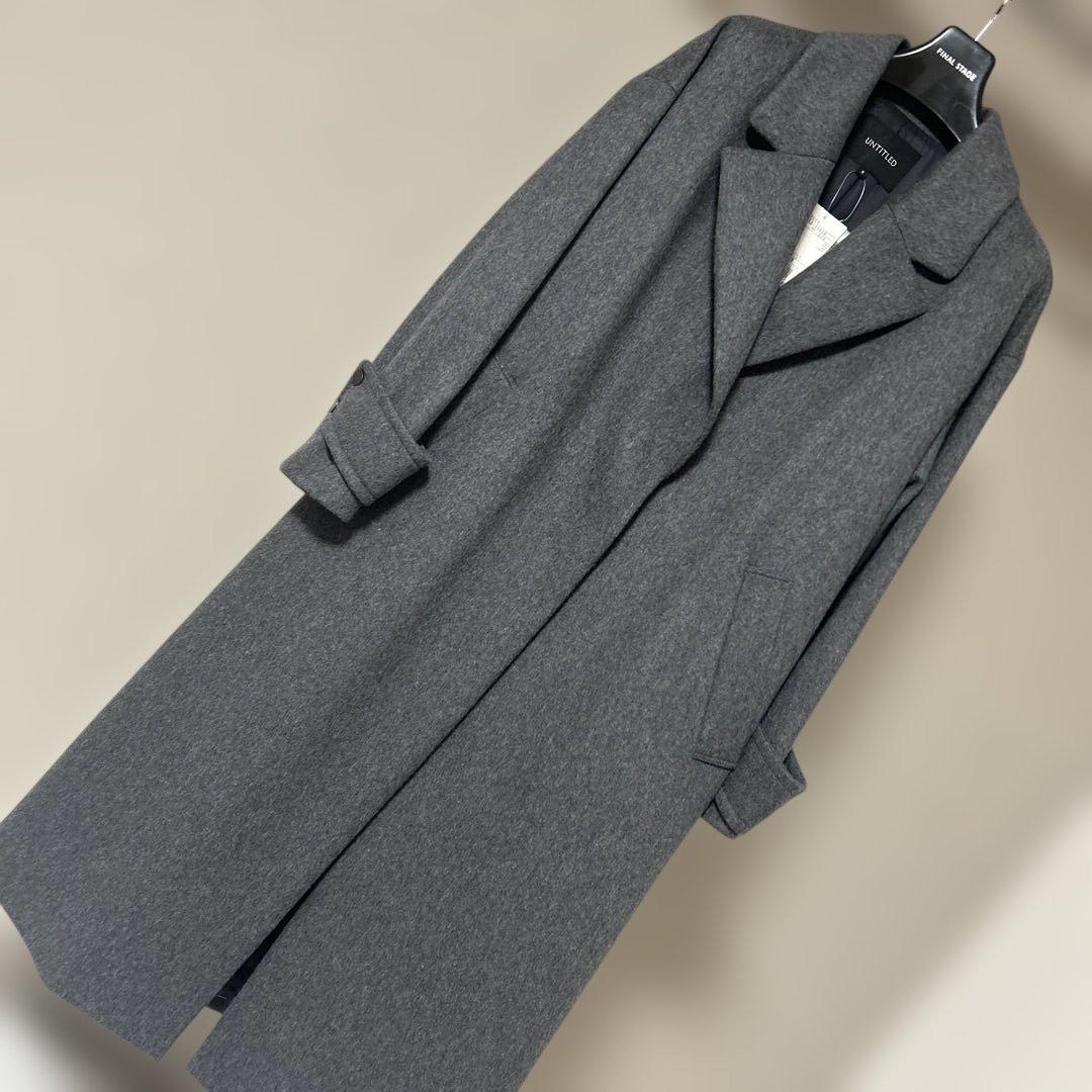 アンタイトル　ダークグレー カシミヤ混紡 ロングコート