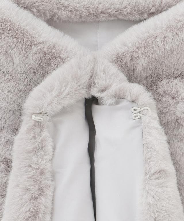 ★JENNEジェンヌ★リッチボリュームファーケープ★ライトグレー