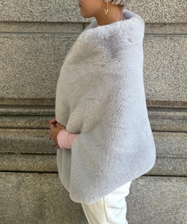 ★JENNEジェンヌ★リッチボリュームファーケープ★ライトグレー