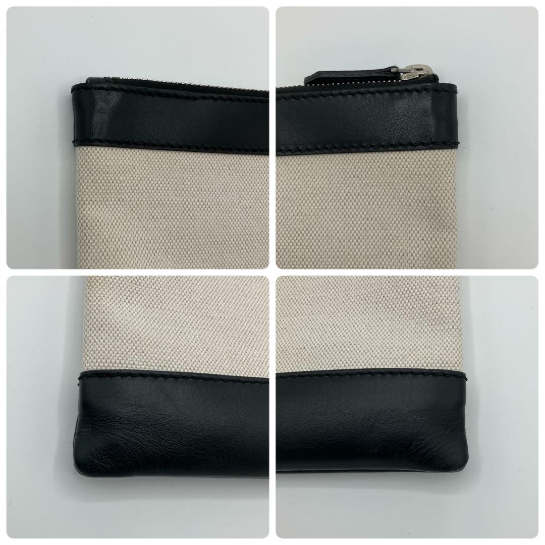 【美品】BALENCIAGA 373834 キャンバス レザー クラッチバッグ