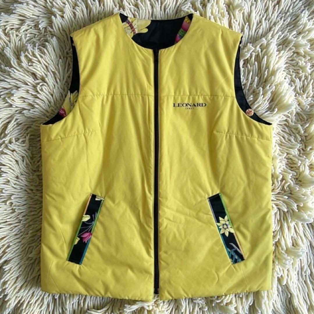 極美品★LEONARD レオナールスポーツ リバーシブル 中綿入りベスト ジレ