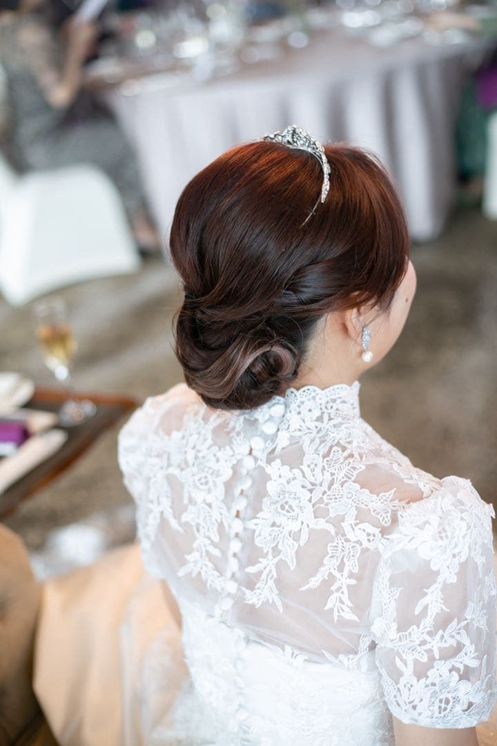 ま*や様 ウェディングボレロ　ブライダルボレロ　半袖　ハイネック　パフスリーブ