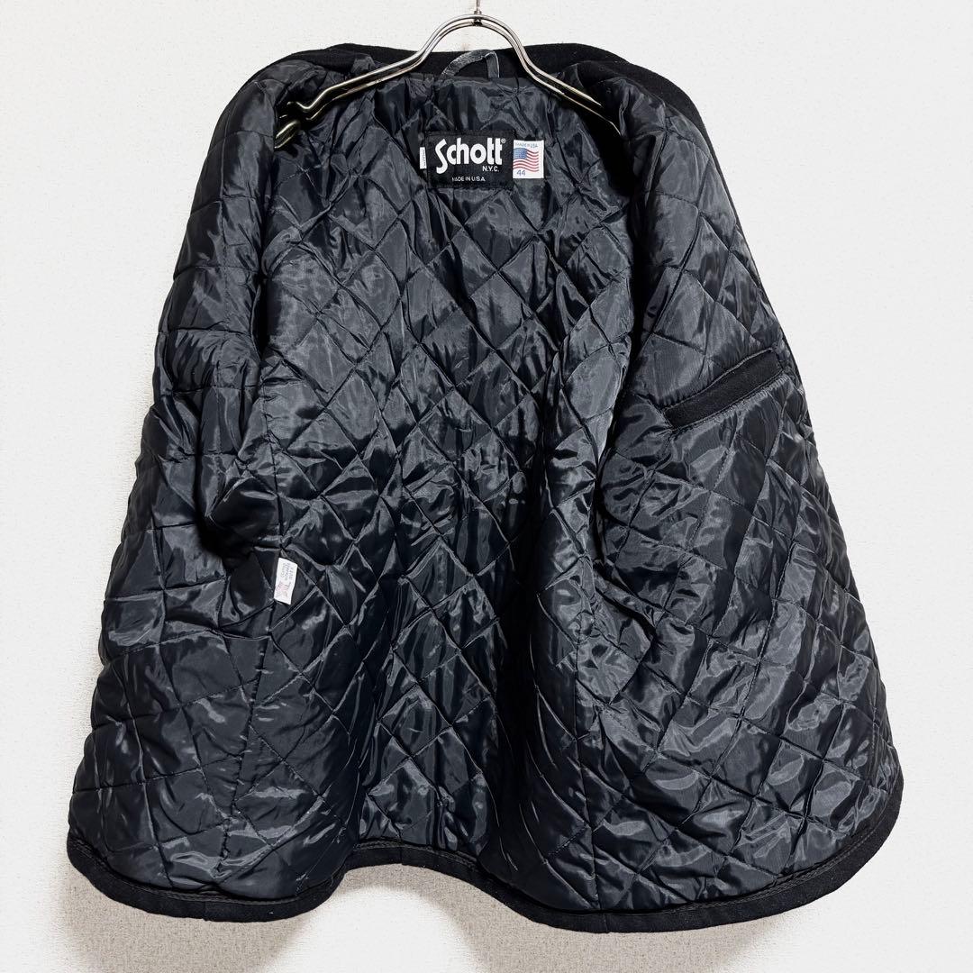 USA製 Schott ピーコート ウールコート ブラック メンズ 44