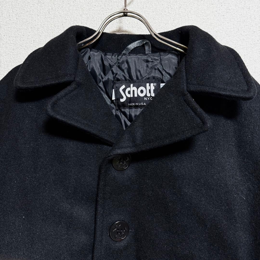 USA製 Schott ピーコート ウールコート ブラック メンズ 44