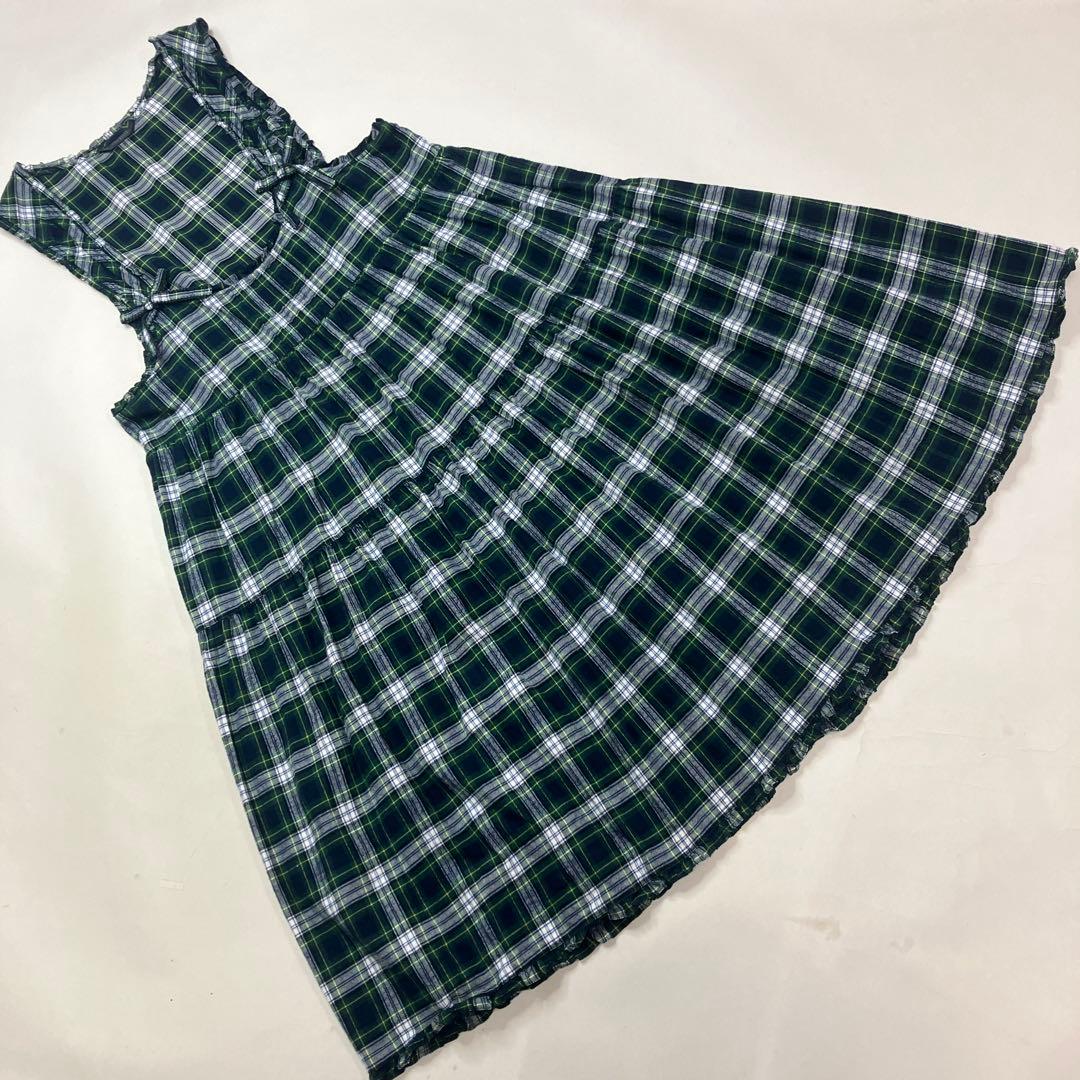 【美品】ピンクハウス グリーンタータンチェック ネル ジャンスカ2025年