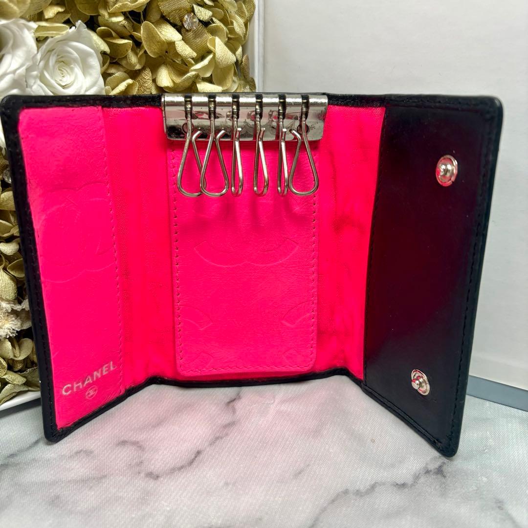 ♡4.6万→1.9万♡シャネル 6連キーケース カンボン ラムスキン 美品