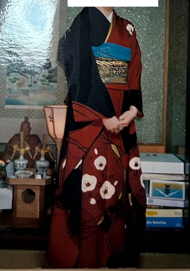 【美品✨️】振袖フルセット レトロモダン 赤 黒 椿 1998年製 成人式 卒業式