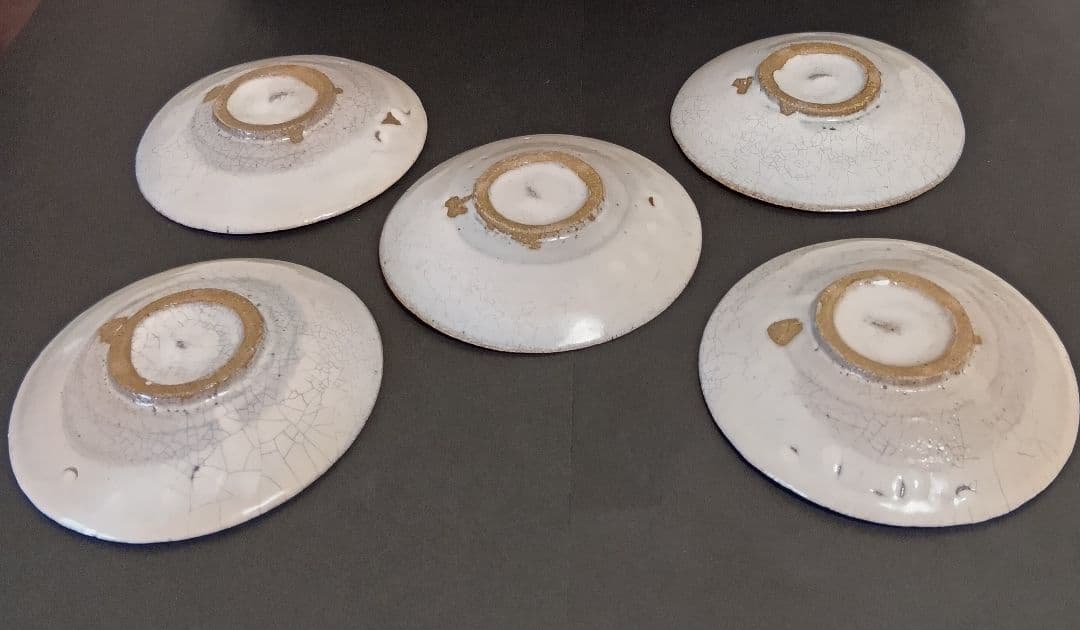 【茶道具】菓子器銘々皿 ▼御本出 × 5 ▲粉引 × 5 全10客 杉本貞光 作