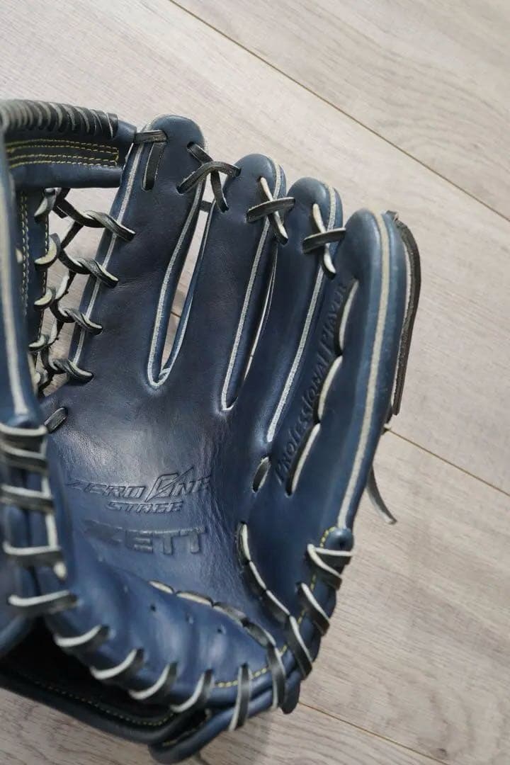 ZETT ネイビー　軟式少年　外野手用グローブ