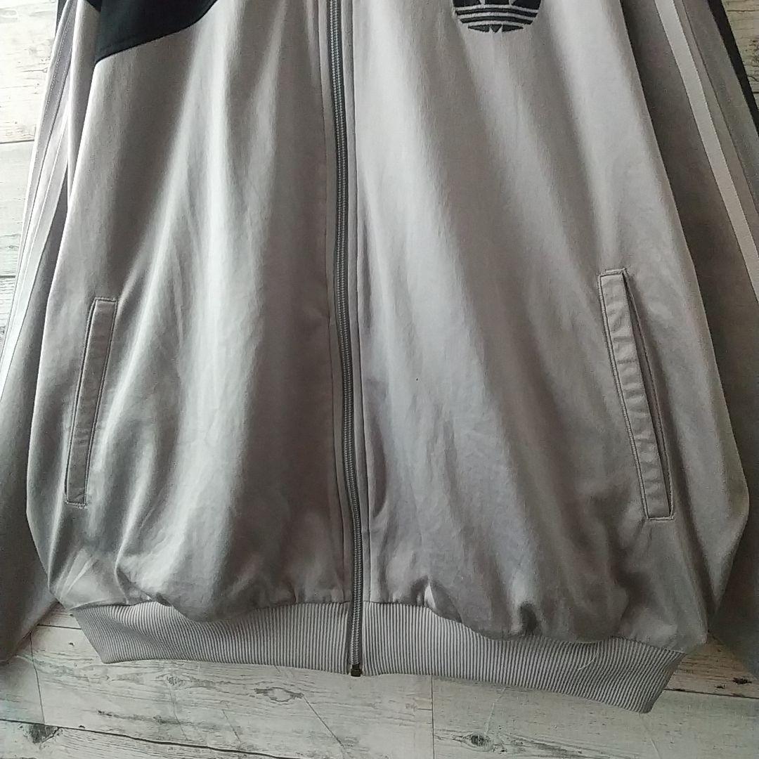 希少サイズ☆アディダス 刺繍ロゴ トラックジャケット 3L相当 グレー×ブラック