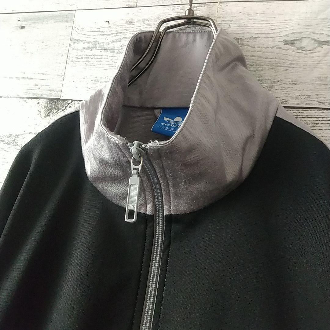 希少サイズ☆アディダス 刺繍ロゴ トラックジャケット 3L相当 グレー×ブラック