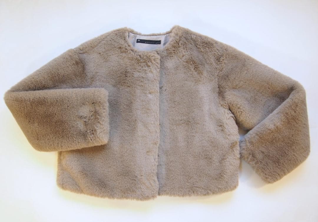 定価5.1万★ほぼ未使用★マルティニークファーコートベージュグレージュハーフエコ