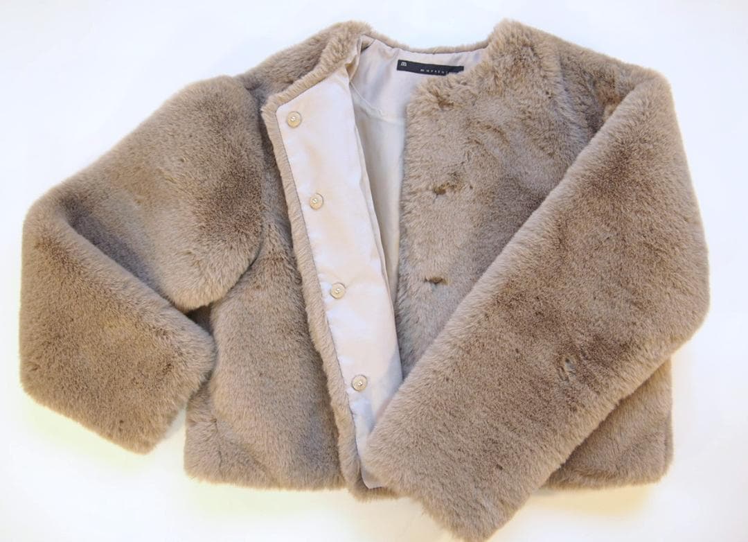 定価5.1万★ほぼ未使用★マルティニークファーコートベージュグレージュハーフエコ