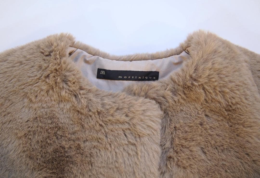 定価5.1万★ほぼ未使用★マルティニークファーコートベージュグレージュハーフエコ