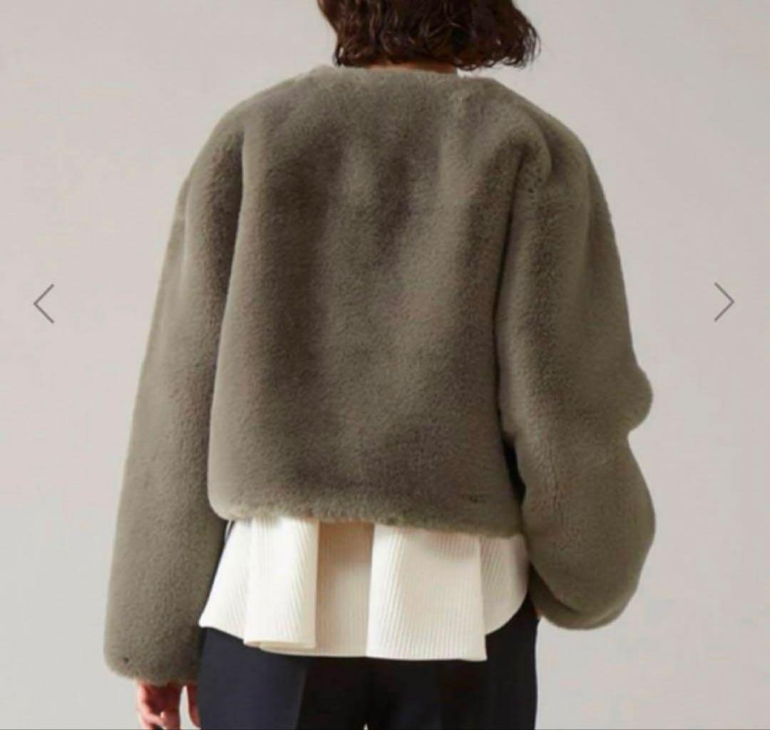 定価5.1万★ほぼ未使用★マルティニークファーコートベージュグレージュハーフエコ