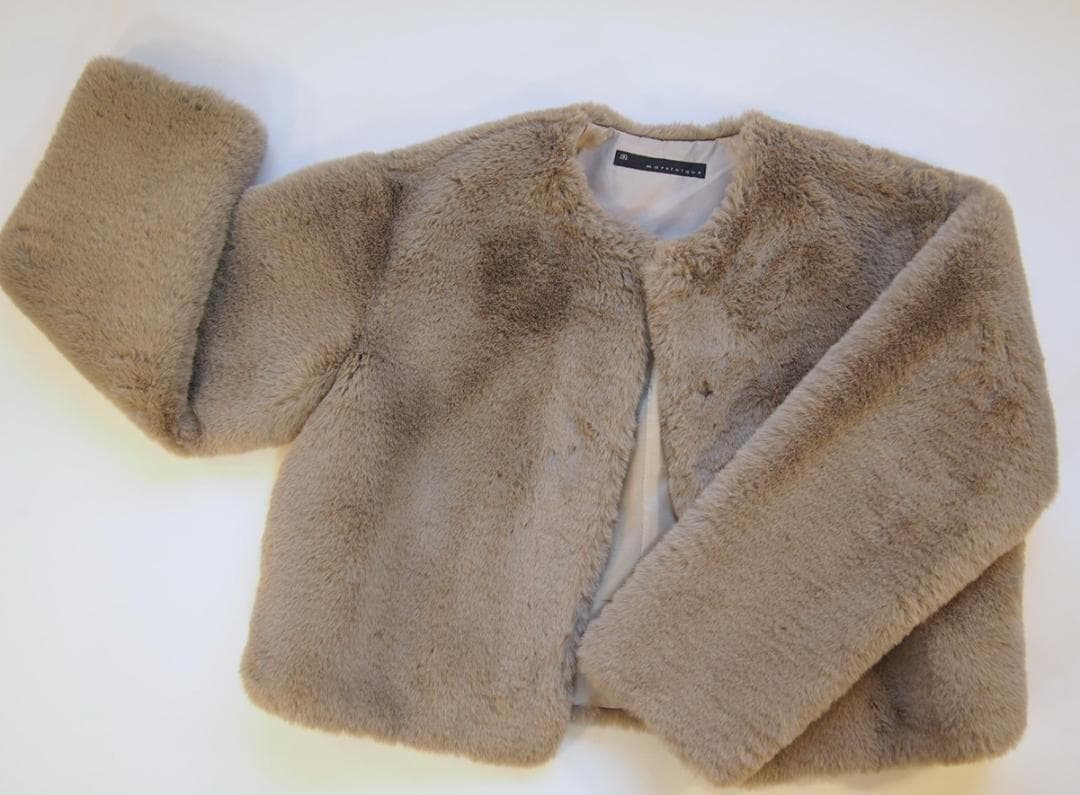 定価5.1万★ほぼ未使用★マルティニークファーコートベージュグレージュハーフエコ