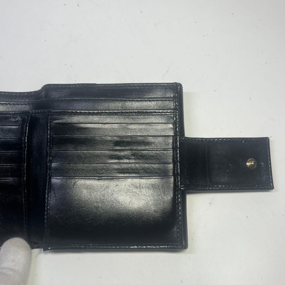 正規美品　GUCCI グッチ アビー エナメル 二つ折り財布 ブラック