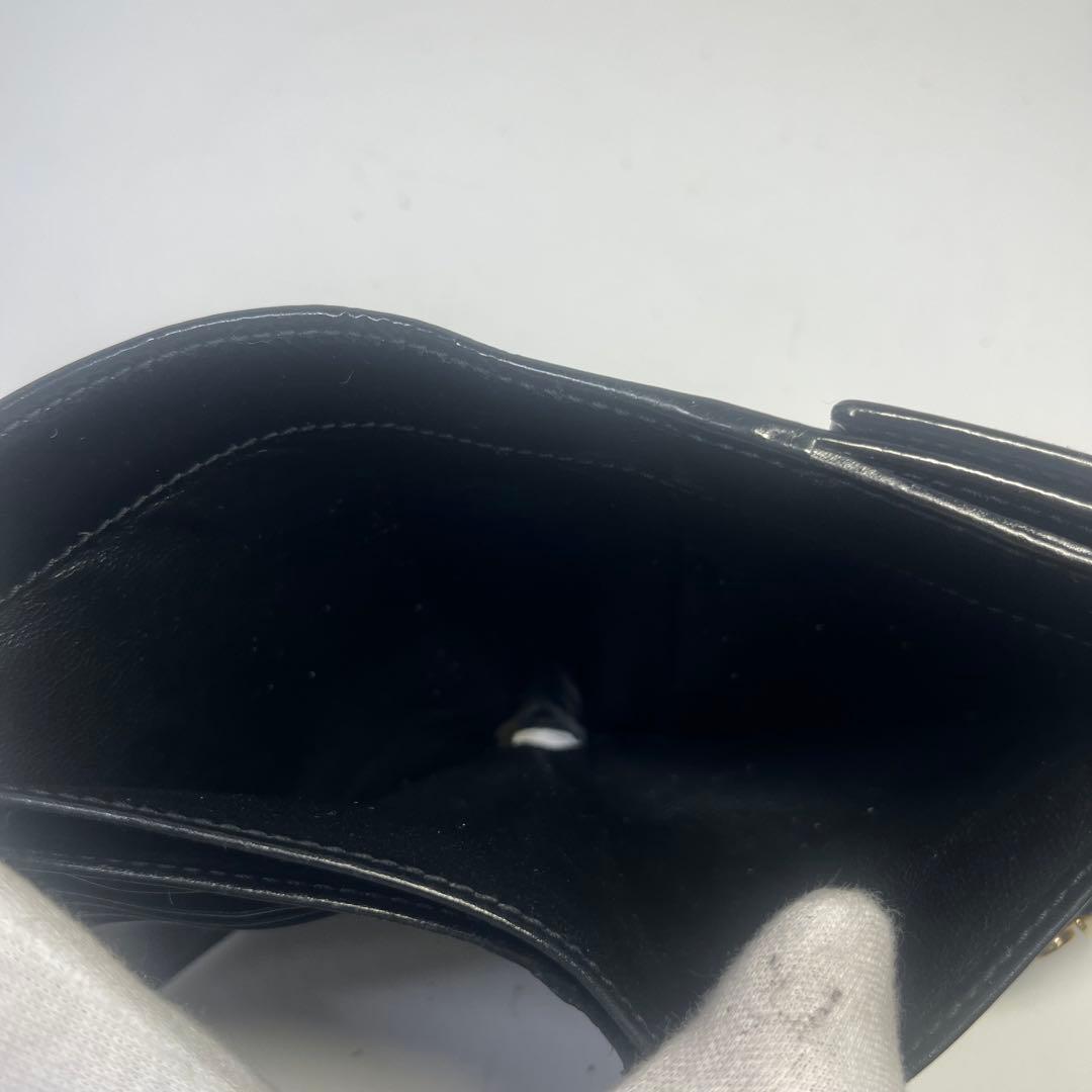 正規美品　GUCCI グッチ アビー エナメル 二つ折り財布 ブラック