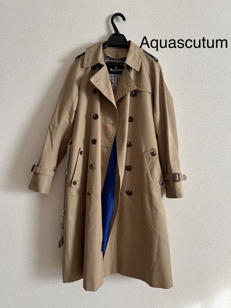Aquascutumアクアスキュータム 青ライナー付きトレンチ ハニーベージュ8