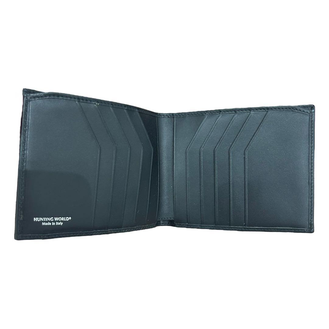 【新品・未使用】ハンティングワールド 折り財布 レザー ブラック