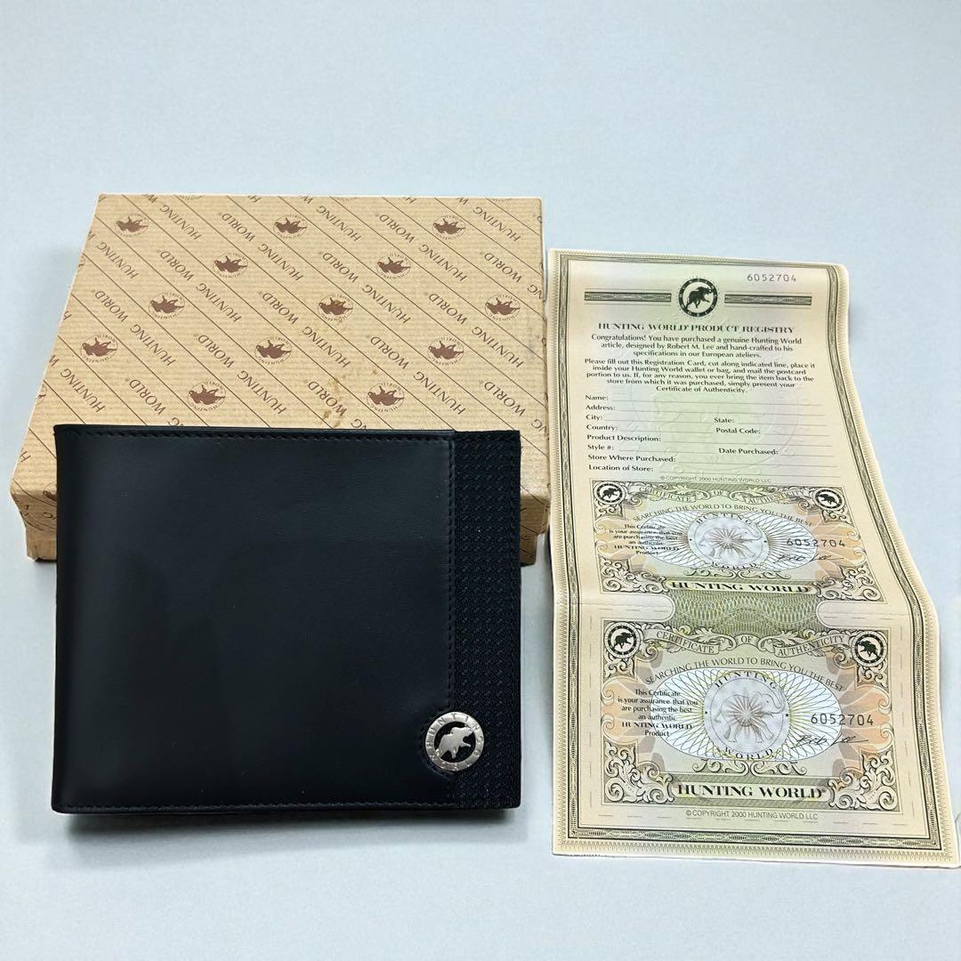 【新品・未使用】ハンティングワールド 折り財布 レザー ブラック