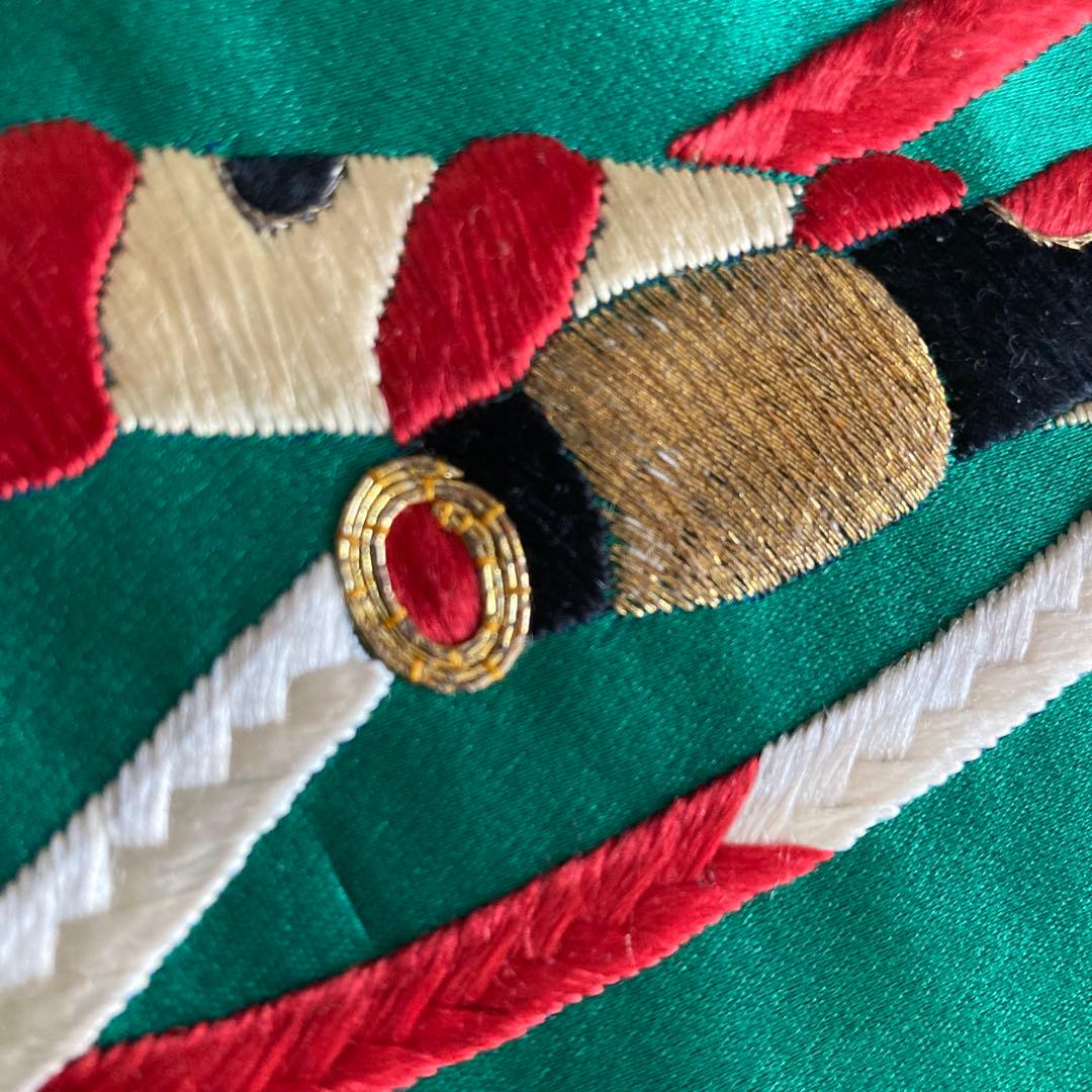 アンティーク名古屋帯　扇子の刺繍　大正ロマン　正絹　上質　金駒刺繍　No8-26