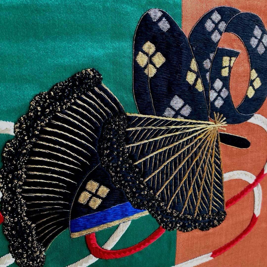 アンティーク名古屋帯　扇子の刺繍　大正ロマン　正絹　上質　金駒刺繍　No8-26