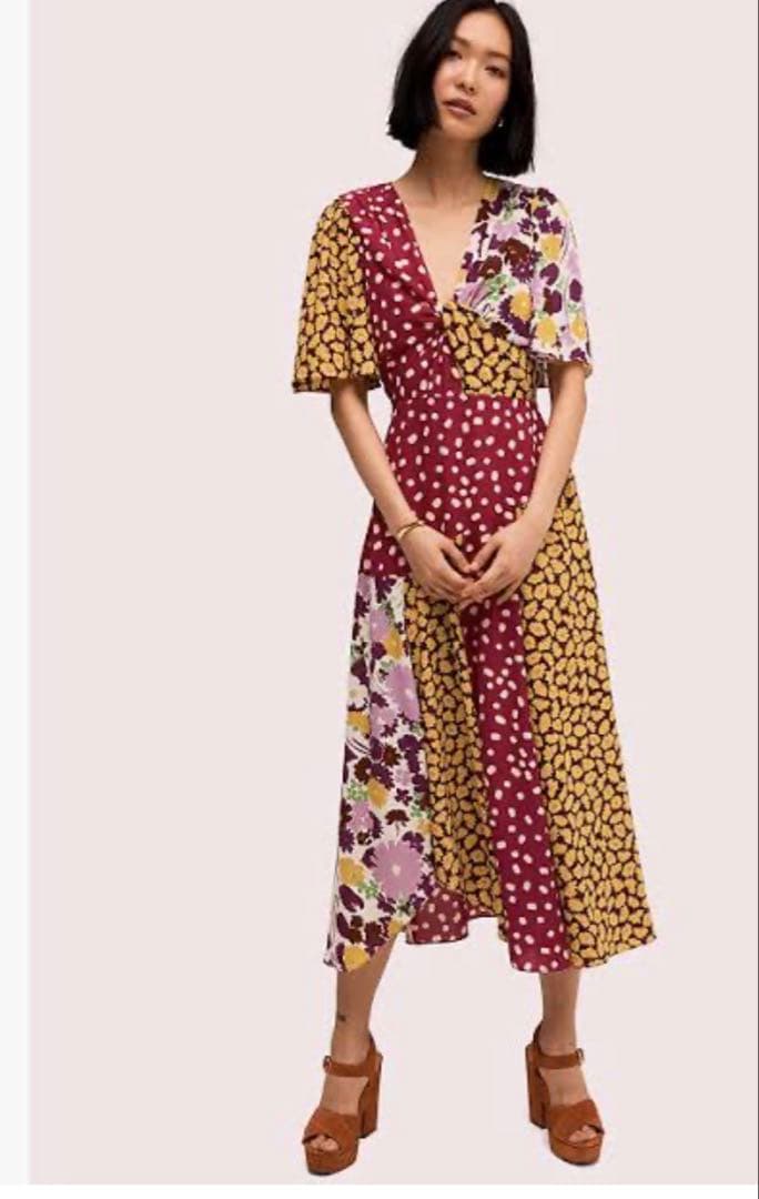 1/30午前中まで kate spade フラワープリント ロングワンピース