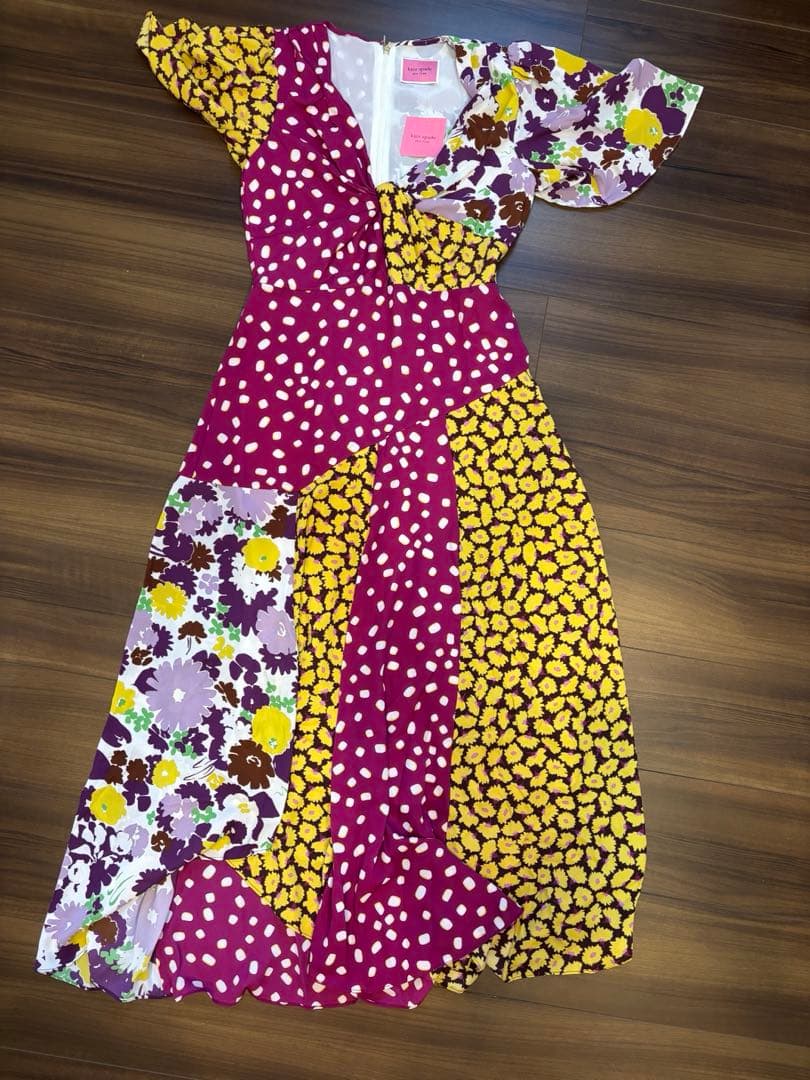 1/30午前中まで kate spade フラワープリント ロングワンピース