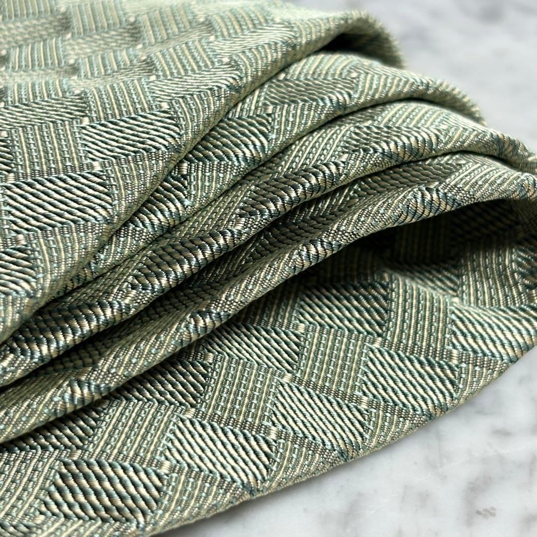 HERMES ネクタイ グリーン系 パターン柄 畳 ファソネ H柄