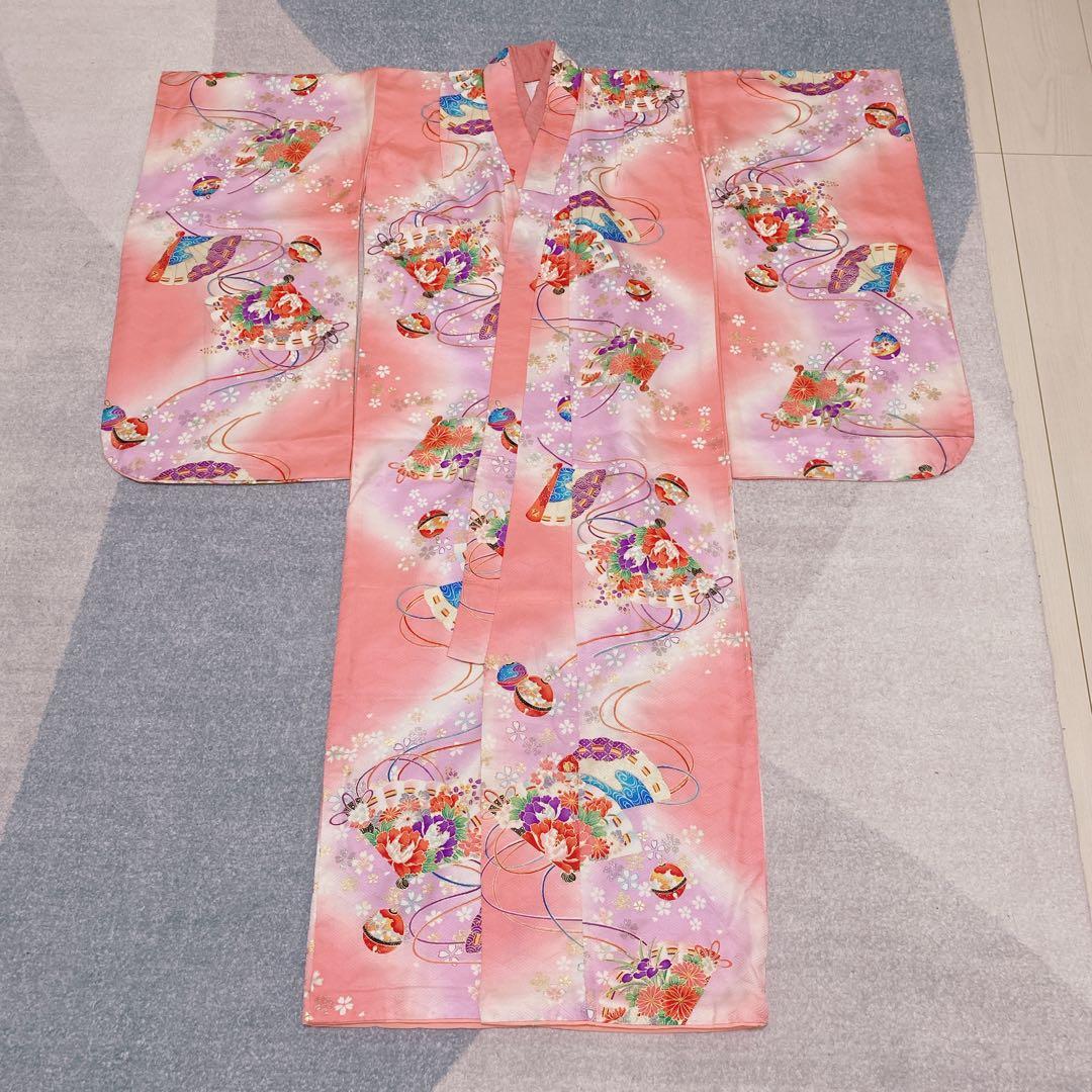 七五三 7歳 正絹 着物 作り帯 バッグ 草履 小物 フルセット