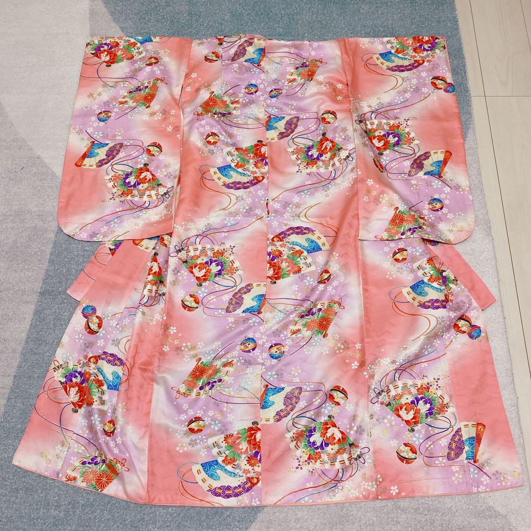 七五三 7歳 正絹 着物 作り帯 バッグ 草履 小物 フルセット