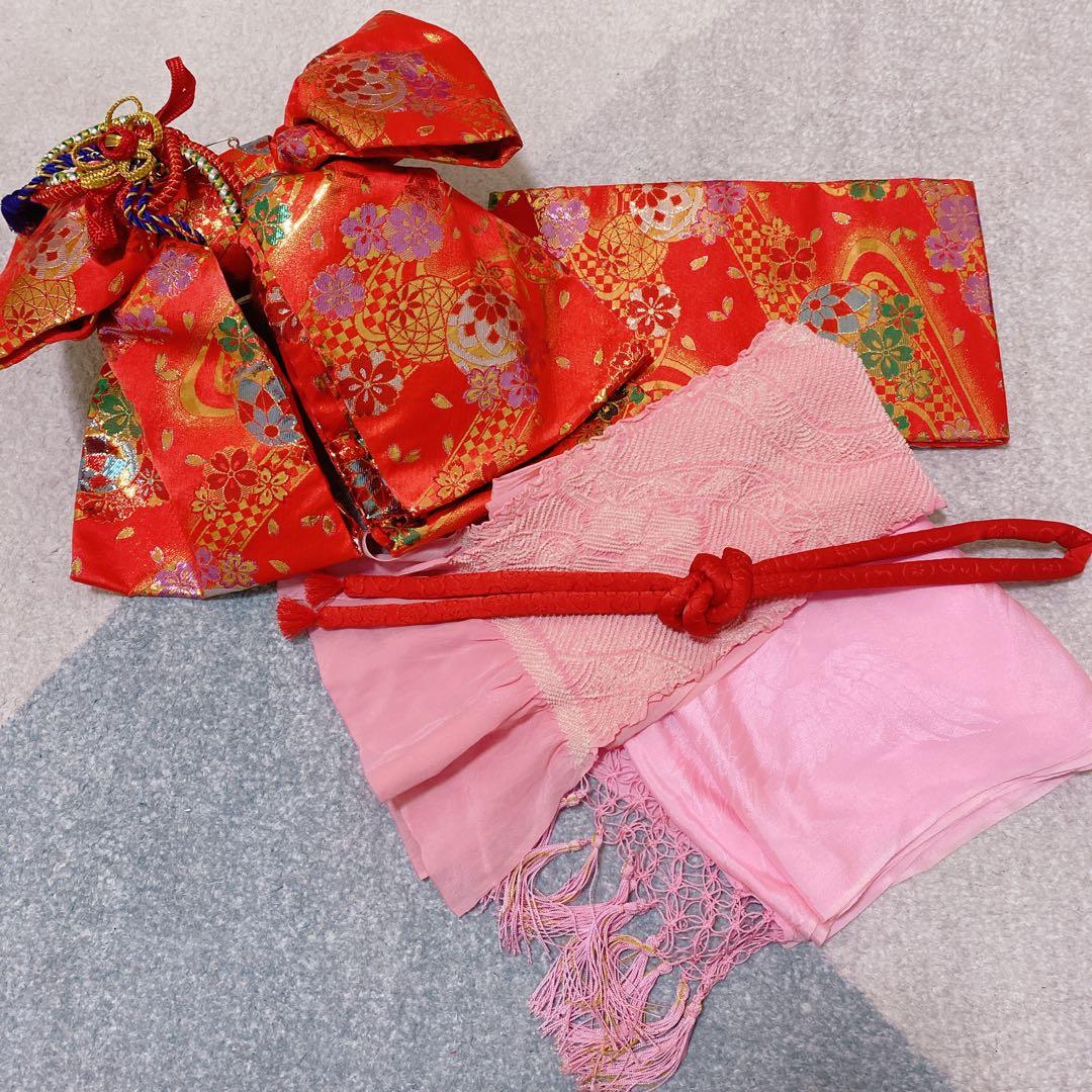 七五三 7歳 正絹 着物 作り帯 バッグ 草履 小物 フルセット