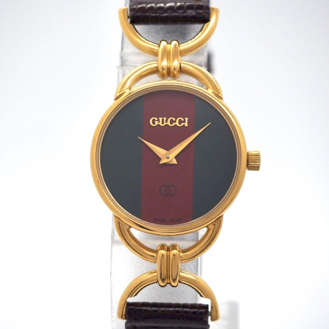 165 稼働【美品】GUCCI　6000L シェリーライン レディース 時計