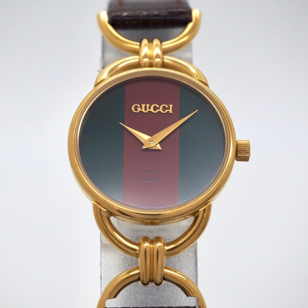 165 稼働【美品】GUCCI　6000L シェリーライン レディース 時計