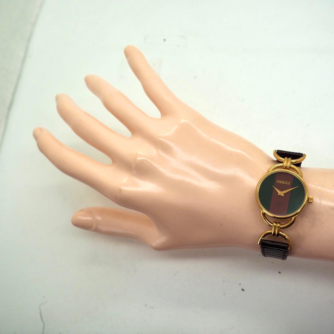 165 稼働【美品】GUCCI　6000L シェリーライン レディース 時計
