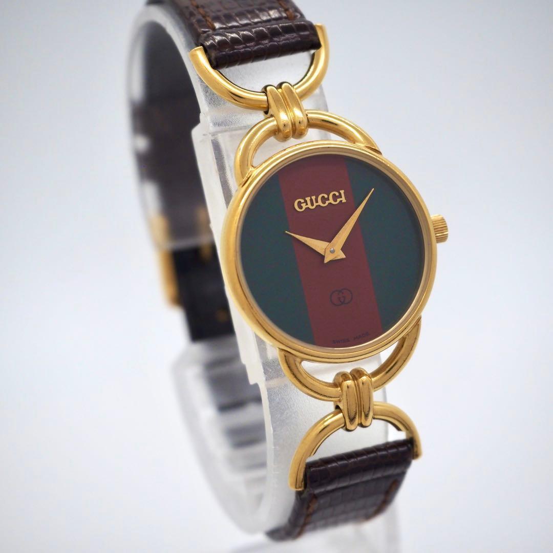 165 稼働【美品】GUCCI　6000L シェリーライン レディース 時計