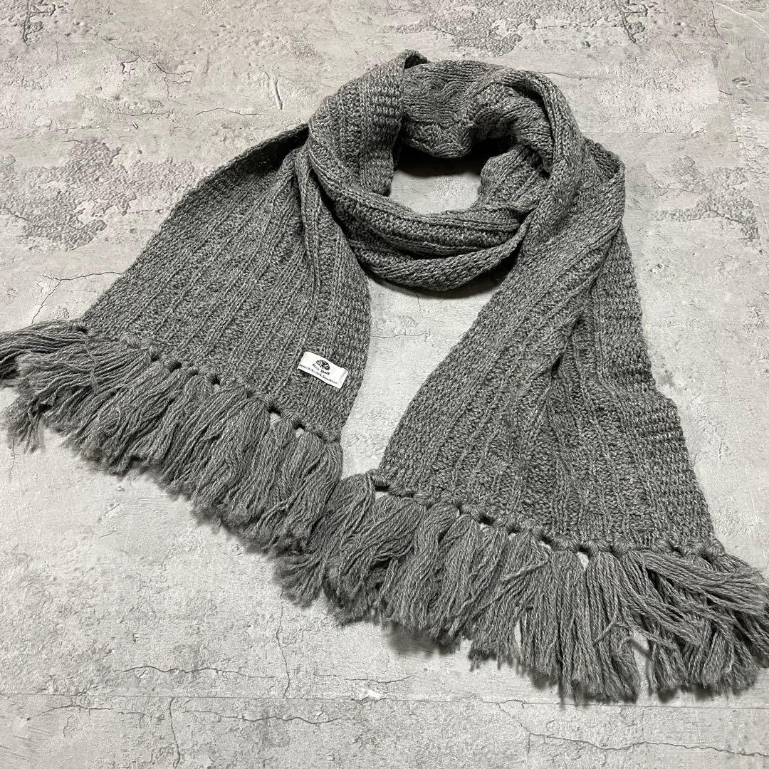 新品10780円 ブラックシープ ウール ローゲージマフラー フリンジ 英国製
