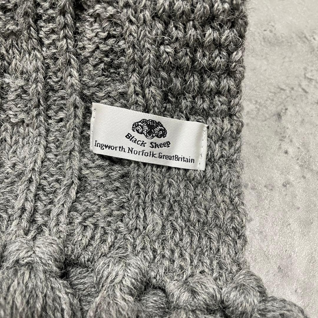 新品10780円 ブラックシープ ウール ローゲージマフラー フリンジ 英国製