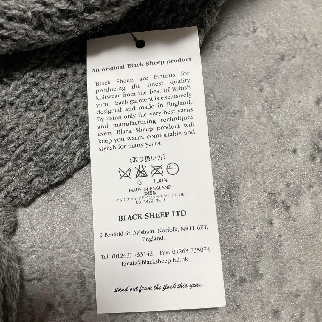 新品10780円 ブラックシープ ウール ローゲージマフラー フリンジ 英国製