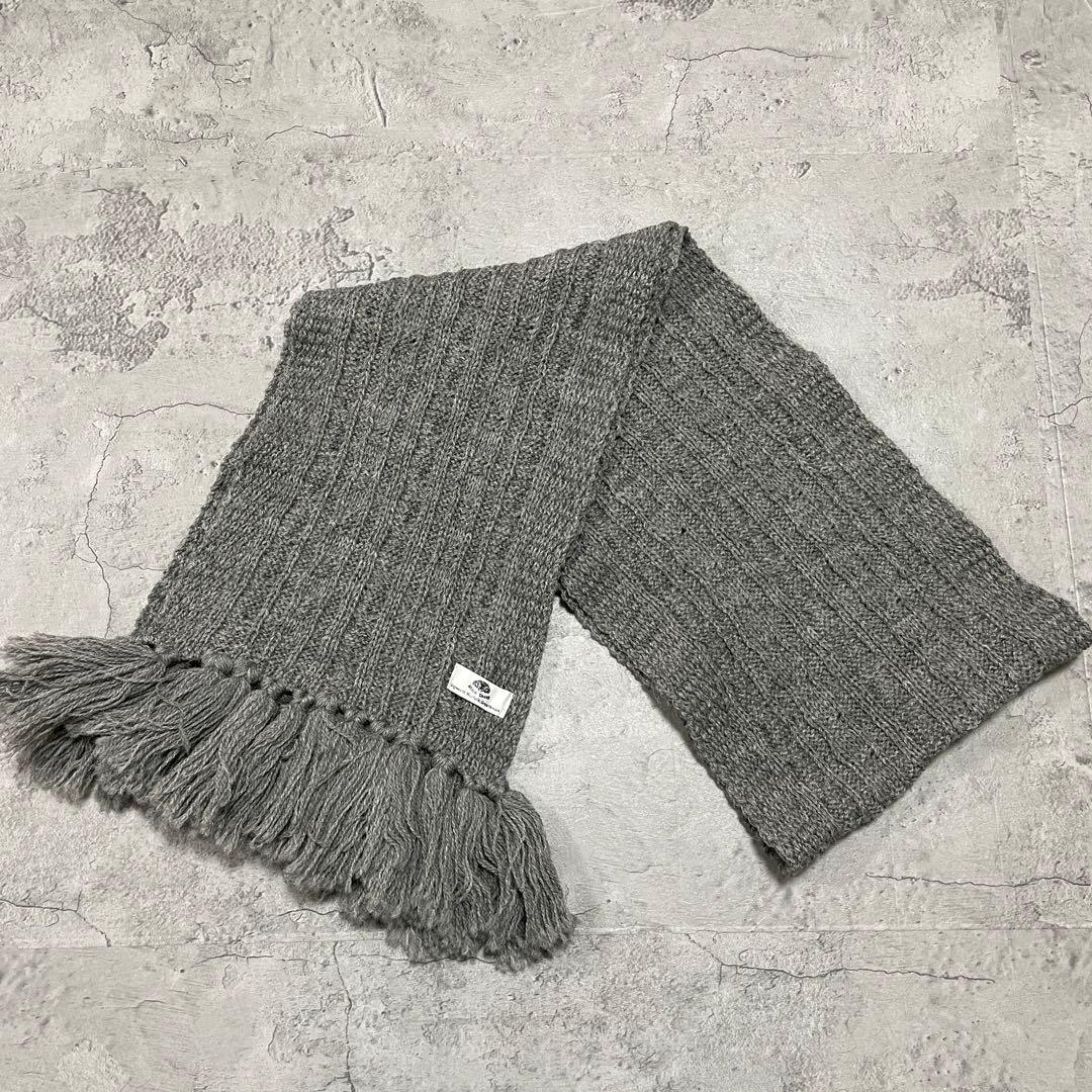 新品10780円 ブラックシープ ウール ローゲージマフラー フリンジ 英国製