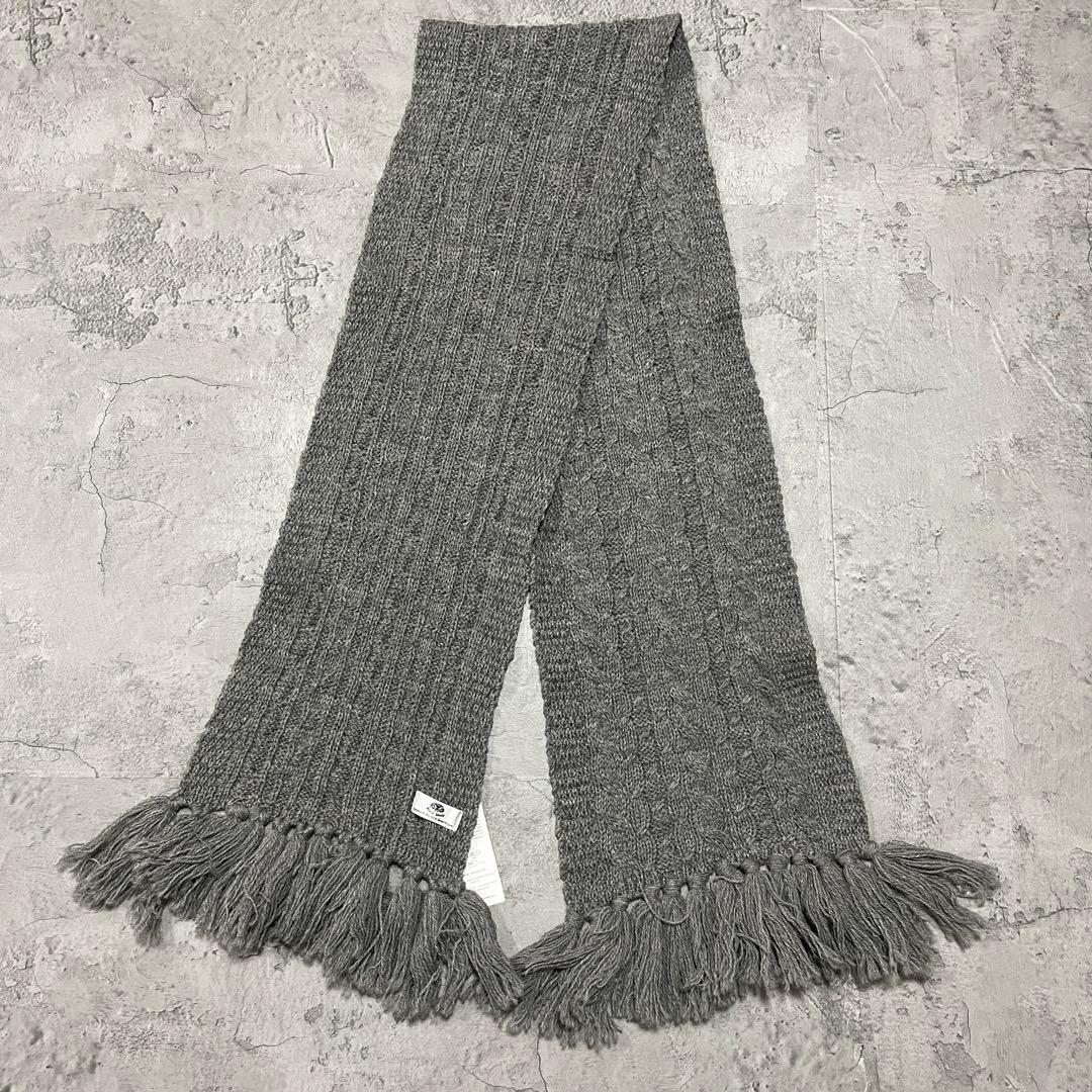 新品10780円 ブラックシープ ウール ローゲージマフラー フリンジ 英国製