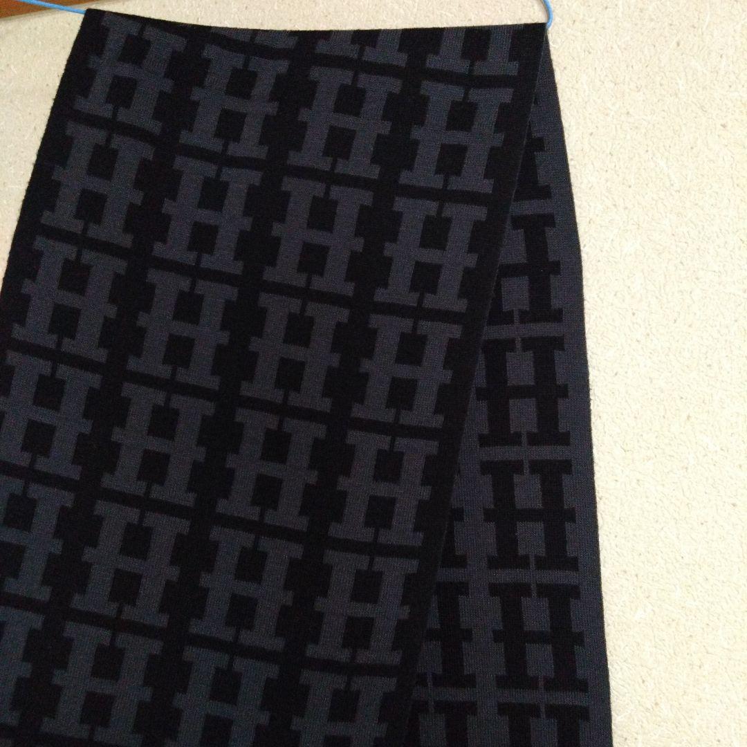 ※SH様 HERMES Hロゴ　マフラー グレー/ブラック※箱、タグ無し