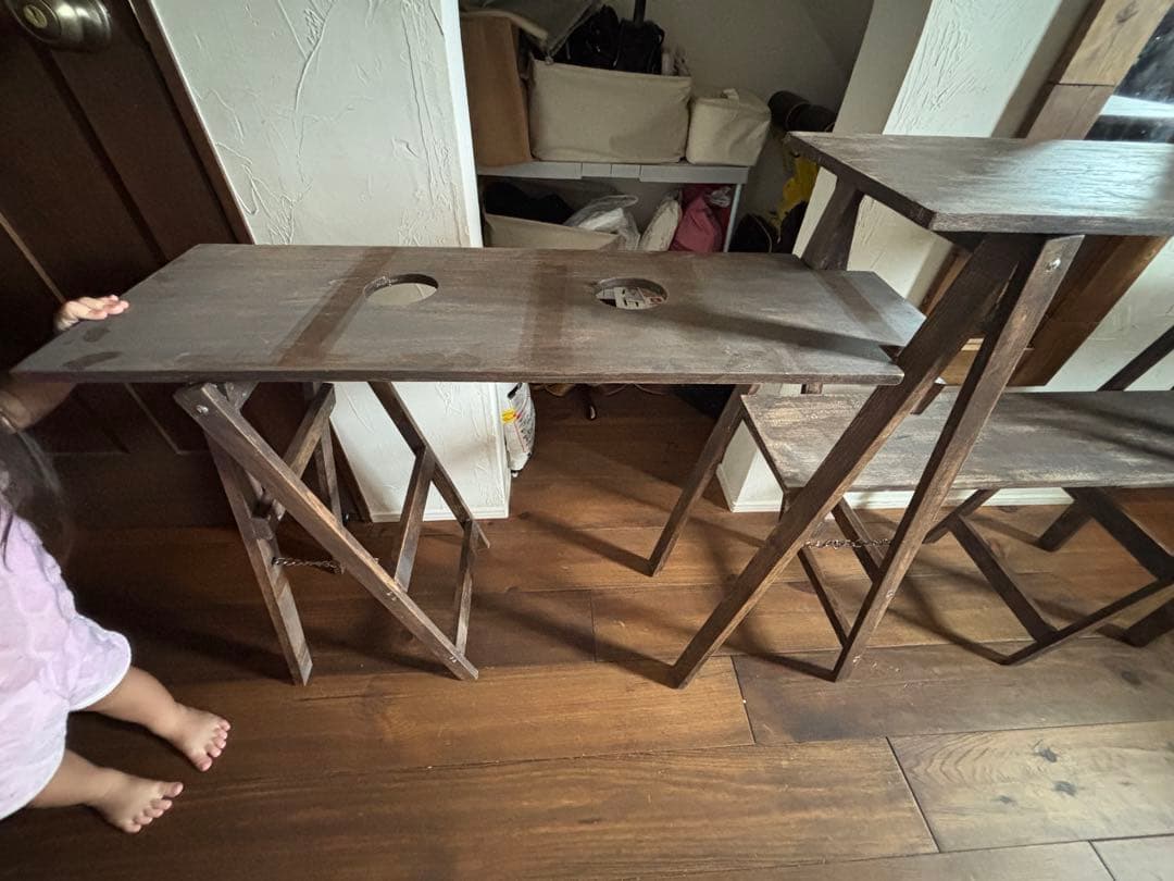 木製折りたたみテーブル　 木製キッチンテーブルキャンプ アウトドアラック