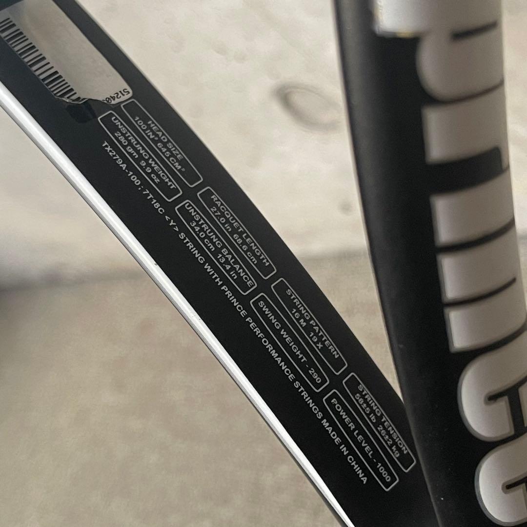 テニスラケット Prince プリンス 硬式用 ラケット 白 黒 袋付き