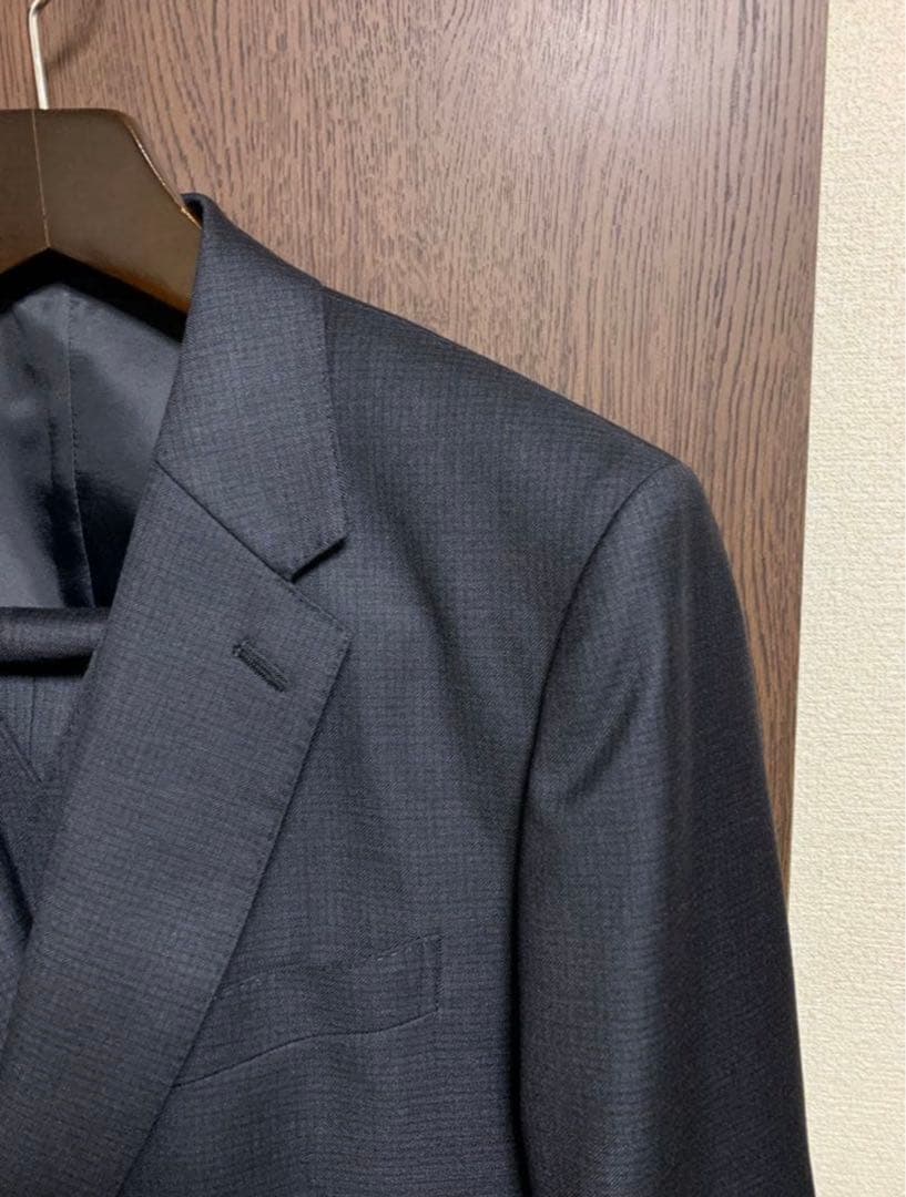 AB5新品！高級イタリアREDAウール100%極上3ピーススーツ！ネイビーグレー