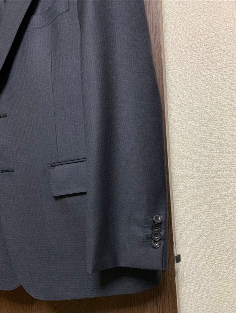 AB5新品！高級イタリアREDAウール100%極上3ピーススーツ！ネイビーグレー