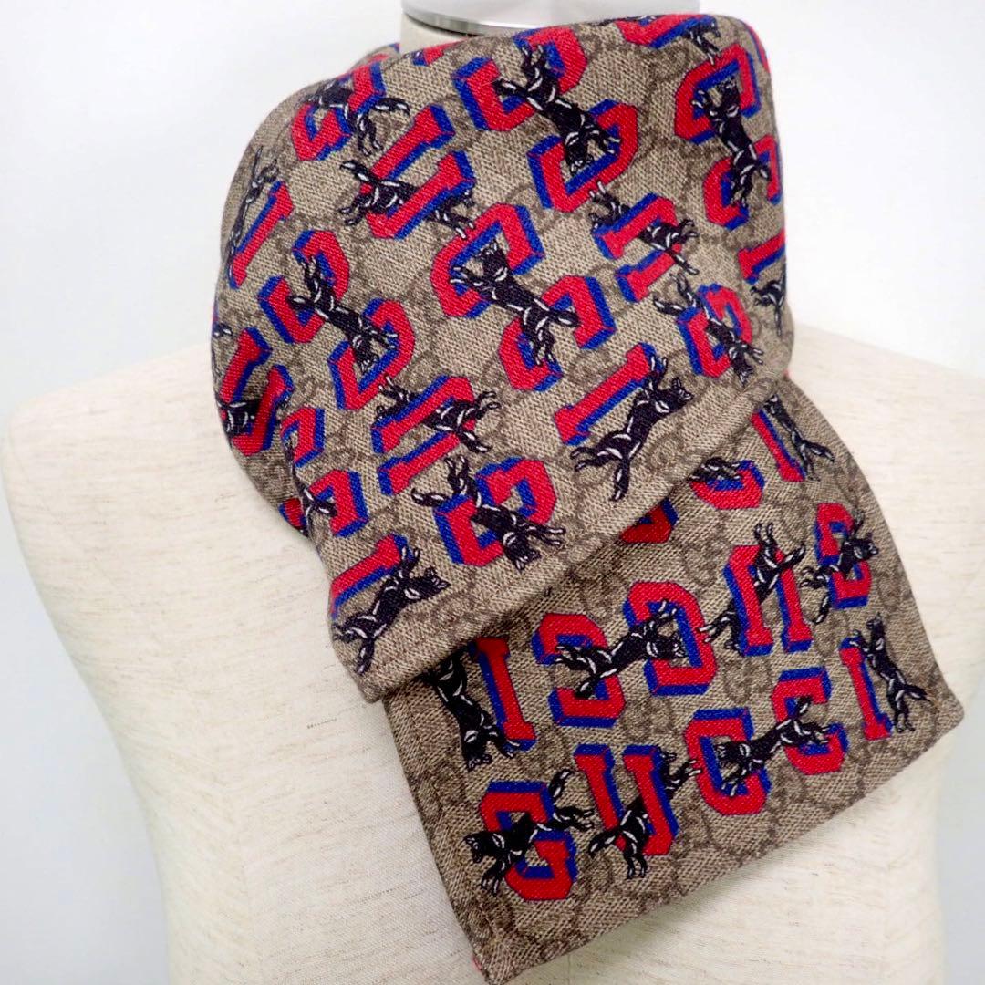 ☆新品同様GUCCI☆Leaping Wolf Logo Scarf